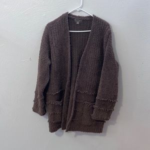 Barefoot Dreams CozyChic Taupe Tan LS Open Front Cardigan XL NEW